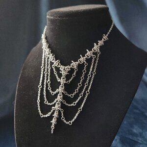 Gothic silver rib cage chain mail necklace